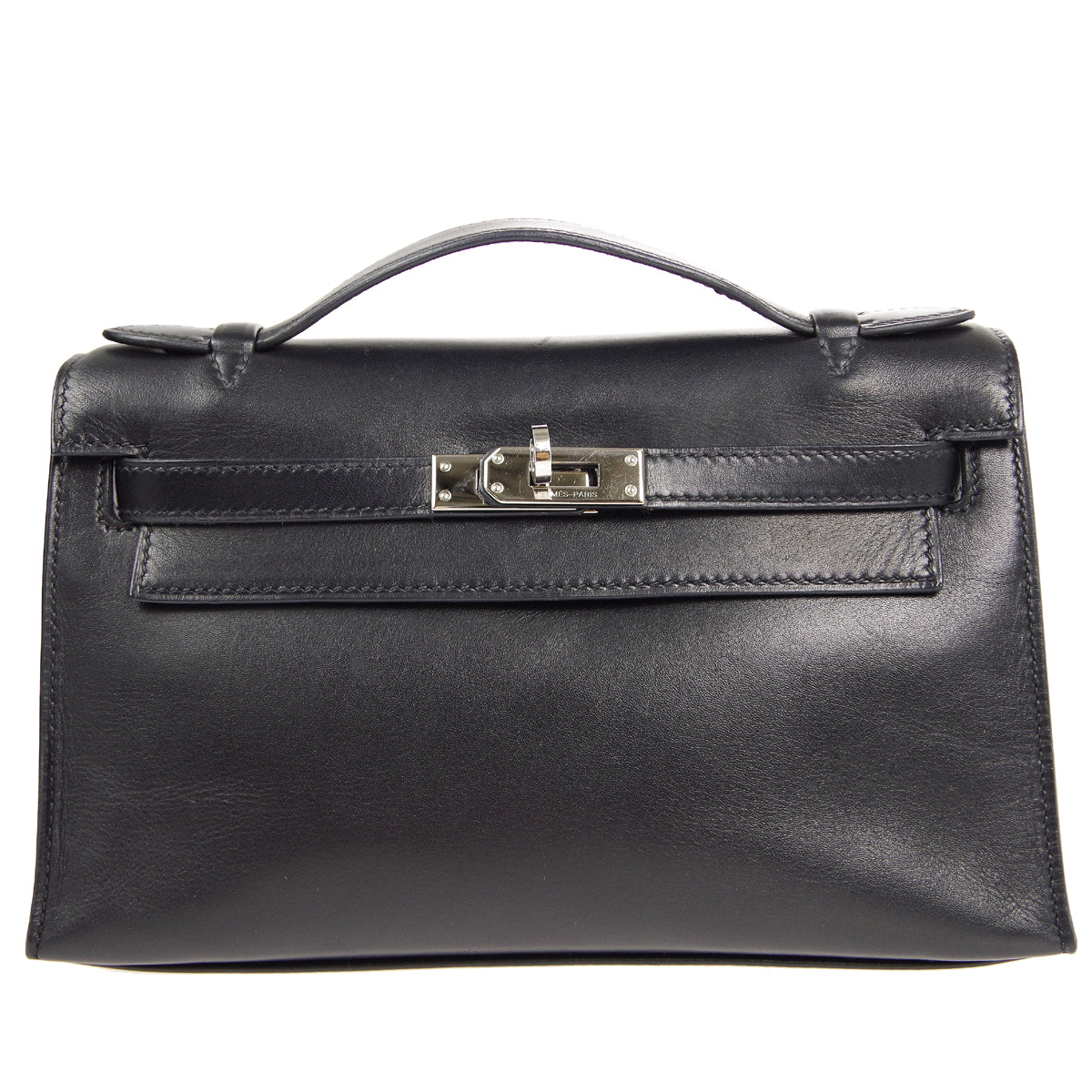 HMS * POCHETTE KELLY Handbag Black Swift - fashionupstore1