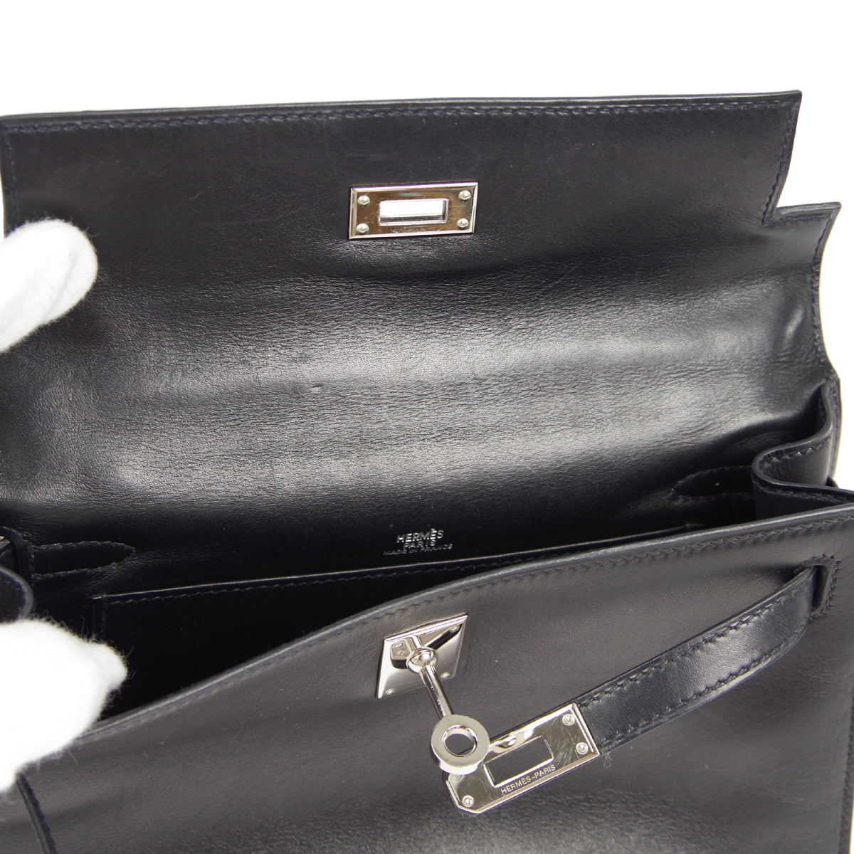 HMS * POCHETTE KELLY Handbag Black Swift - fashionupstore1