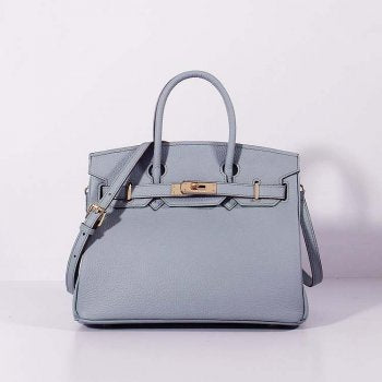 HMS 30cm Birkin Bag Togo Leather With Strap Blue Lin Gold - fashionupstore1