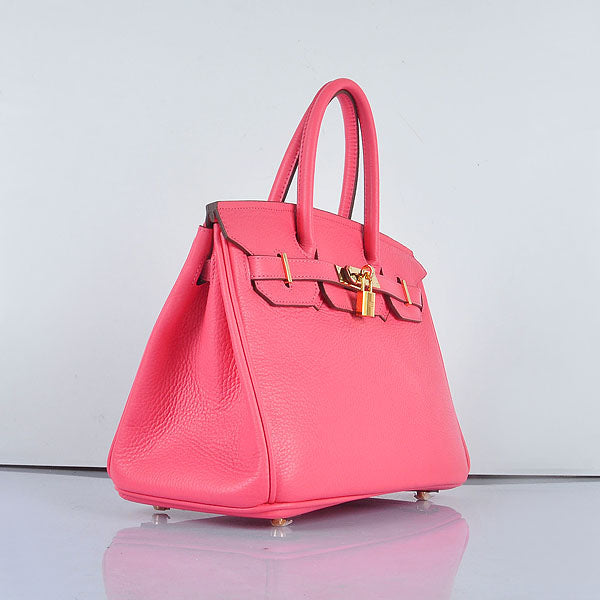 Hermes Birkin 30cm Togo Leather Handbags Lip Pink Golden - fashionupstore1