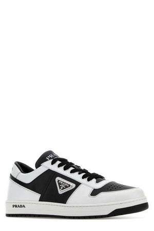 TRIANGLE LOGO PLAQUE RAFFIA SNEAKERS - fashionupstore1