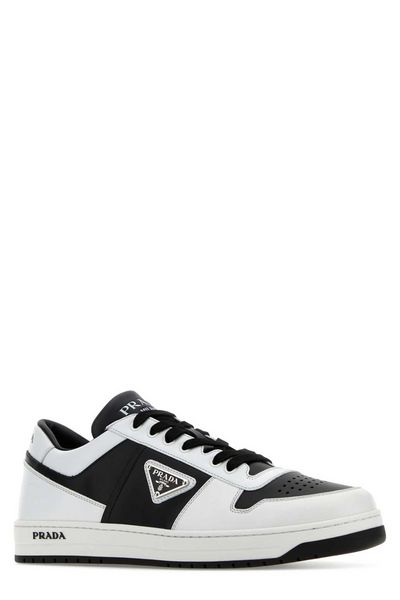 TRIANGLE LOGO PLAQUE RAFFIA SNEAKERS - fashionupstore1
