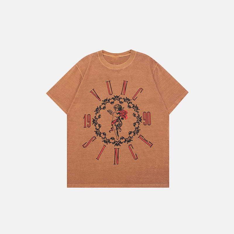 Y2k Peace Flower Printed T-shirt - fashionupstore1