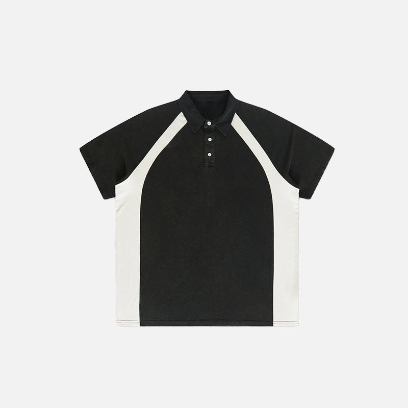 Y2k Washed Contrast Color Polo T-shirt - fashionupstore1