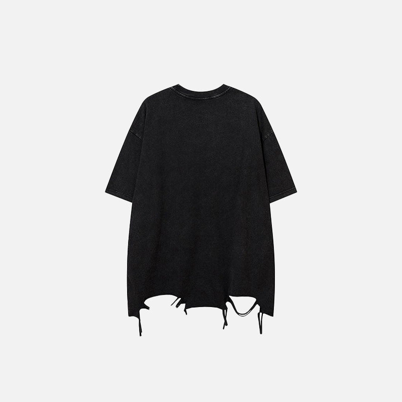 Y2k Chain Ripped Washed T-shirt - fashionupstore1