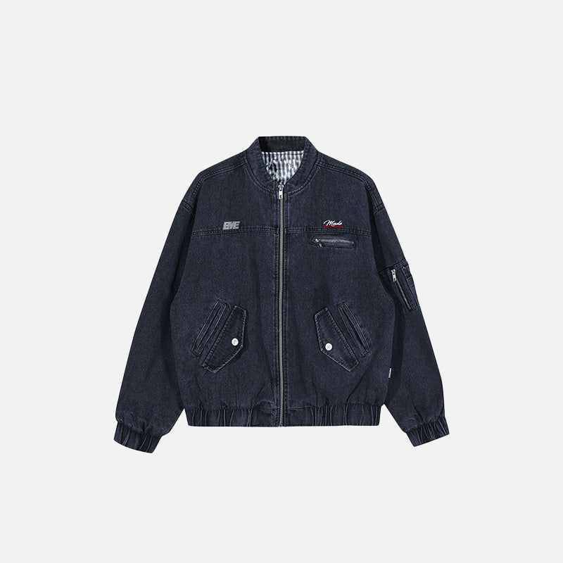 Y2k Washed Cowboy Zip-up Jacket - fashionupstore1