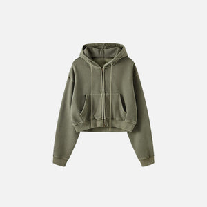 Women's Fleece Zip-up Cropped Hoodie - fashionupstore1