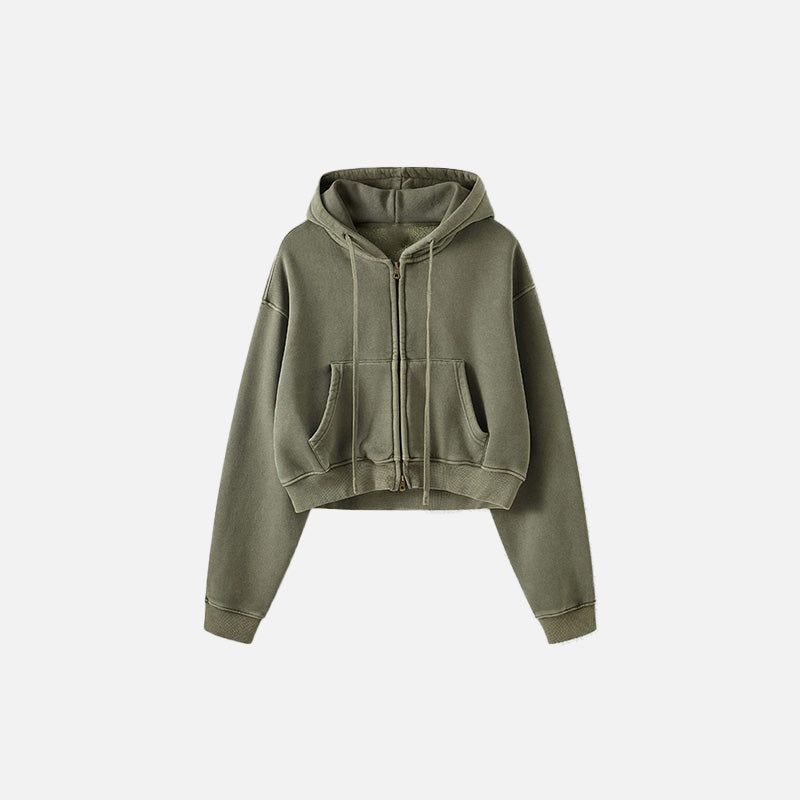 Women's Fleece Zip-up Cropped Hoodie - fashionupstore1