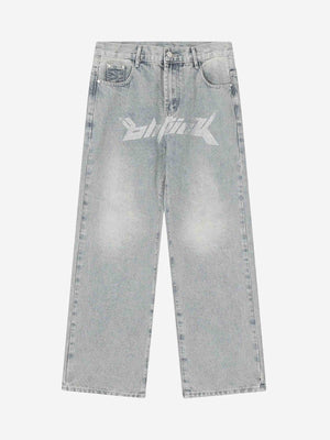 Fashionup Dark Letter Print Jeans - fashionupstore1