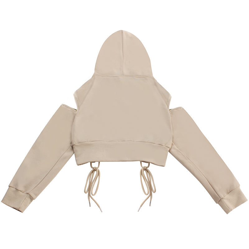 1984® Women Cut Out Shoulder Cropped Hoodie - 1984brand