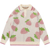 1984® Quarter Button Jacquard Sweater Strawberry - 1984brand