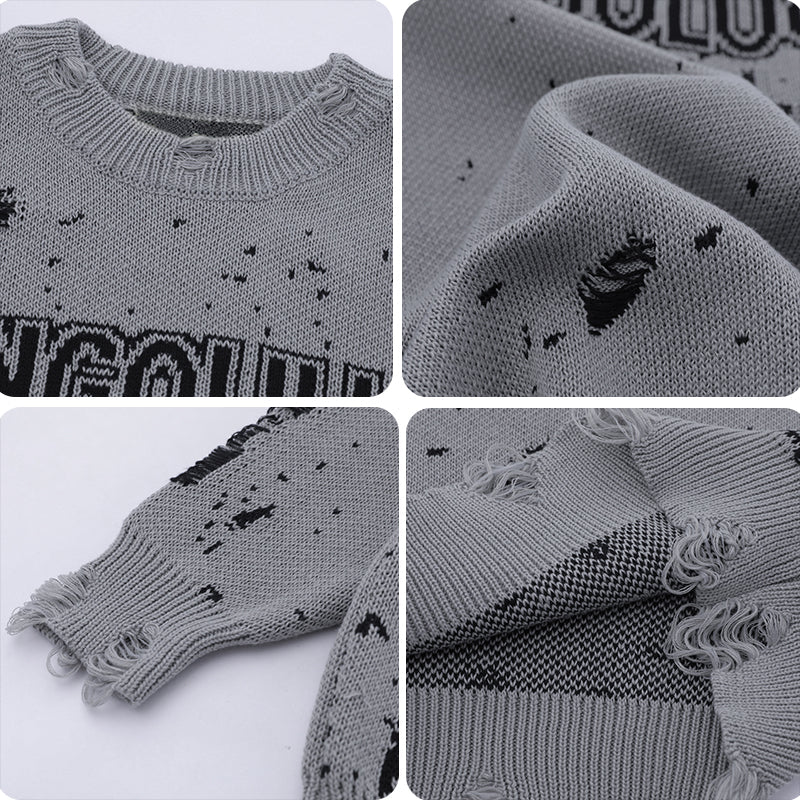 1984® Dark Style Distressed Knit Sweater - 1984brand