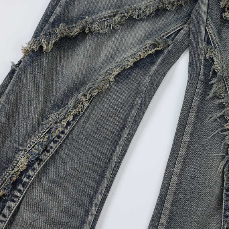 1984® Baggy Ripped Cargo Jeans Fringed - 1984brand