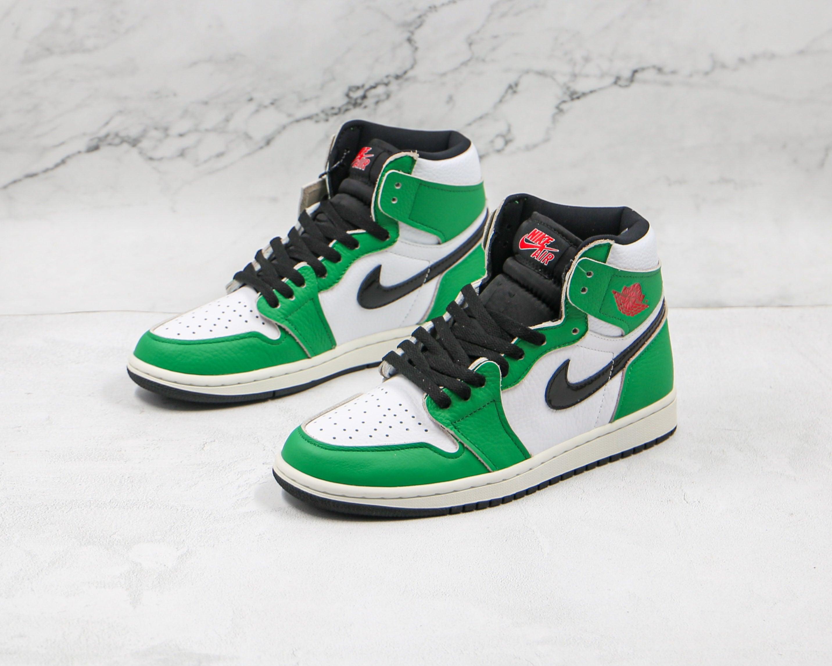 Custom GREEN Jordan 1 High Q ( Customs And Box ), Jordan 1 Sneakers Active - fashionupstore1