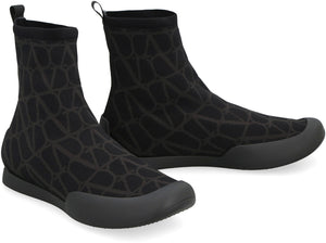 VALENTINO GARAVANI CITYSHORE HIGH-TOP FABRIC SNEAKERS - fashionupstore1