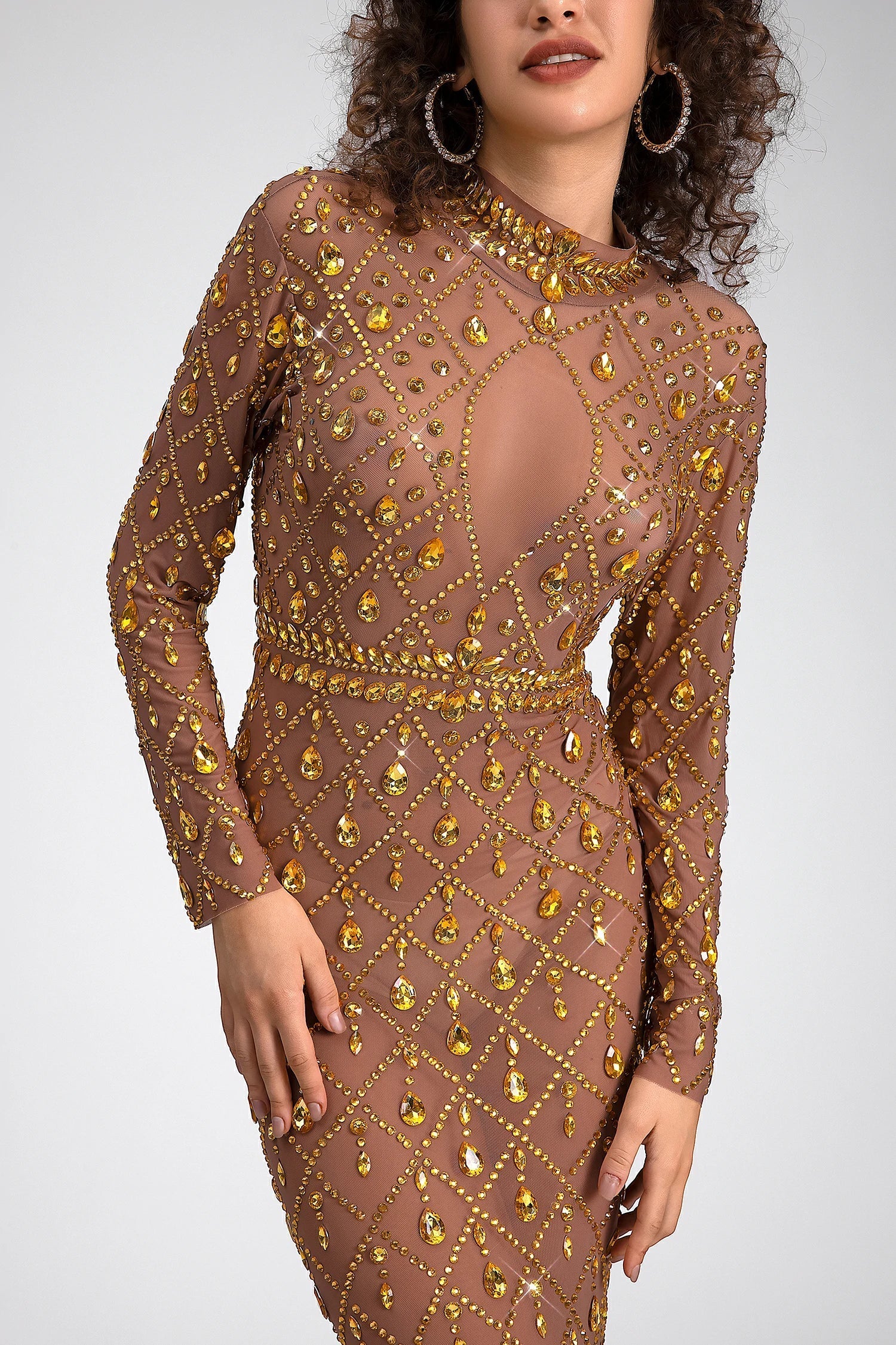 Pre-Sale Buride Mesh Crystal Embellished Dress - fashionupstore1