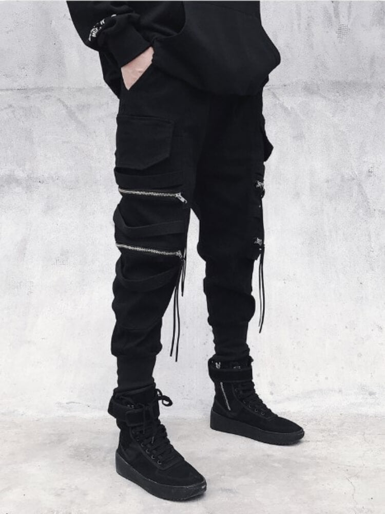 Spectre8 Black Cargo Pants for mens korean streetwear joggers - fashionupstore1