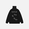 Y2k Letter Embroidery Turtleneck Sweater - fashionupstore1