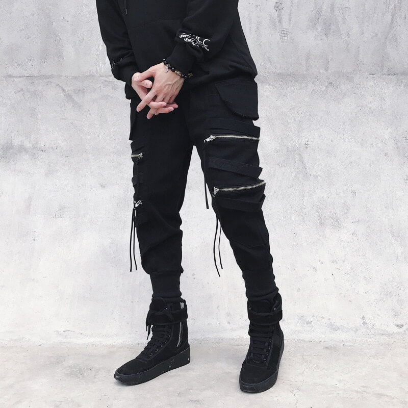 Spectre8 Black Cargo Pants for mens korean streetwear joggers - fashionupstore1