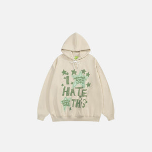 "I Hate This" Letter Print Hoodie - fashionupstore1