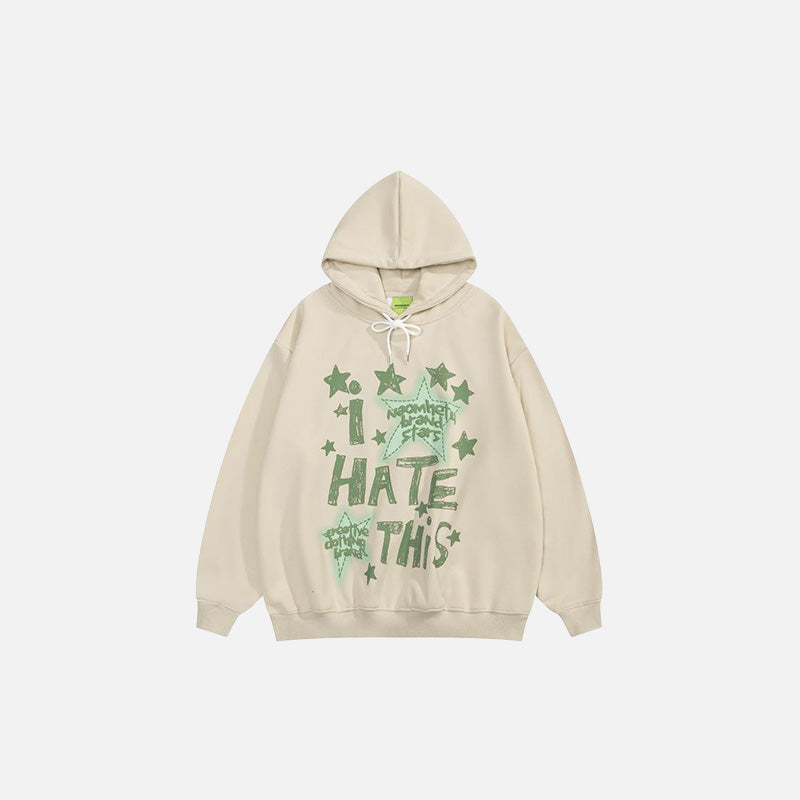 "I Hate This" Letter Print Hoodie - fashionupstore1