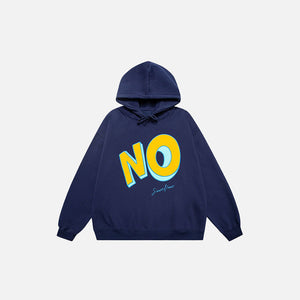 "No" Letter Print Loose Hoodie - fashionupstore1