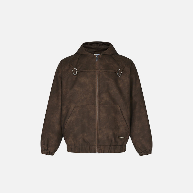 Y2k Loose padded Leather Jacket - fashionupstore1