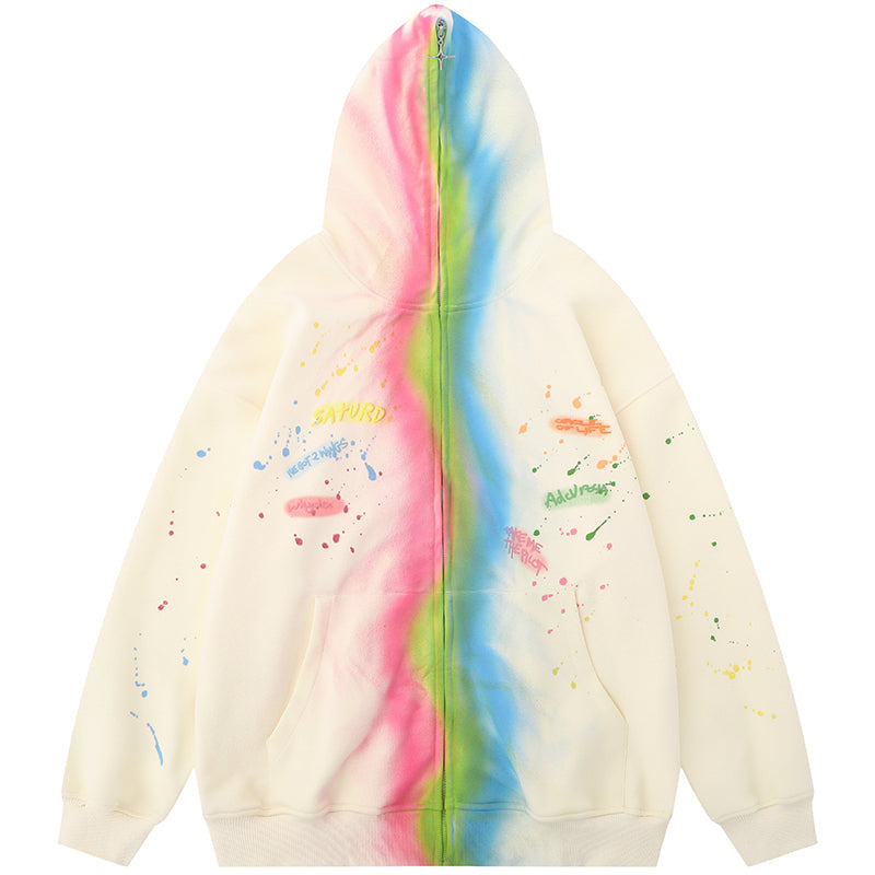 1984® Tie Dye Zipper Hoodie Colorful Graffiti - fashionupstore1