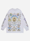 1984 American High Street Graffiti Long Sleeve T-Shirt - fashionupstore1