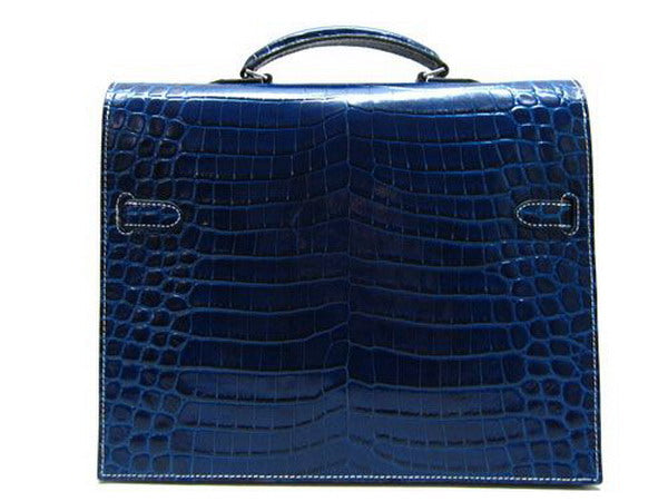 Hermes Briefcases H1053 Unisex Briefcase Blue Handbag - fashionupstore1