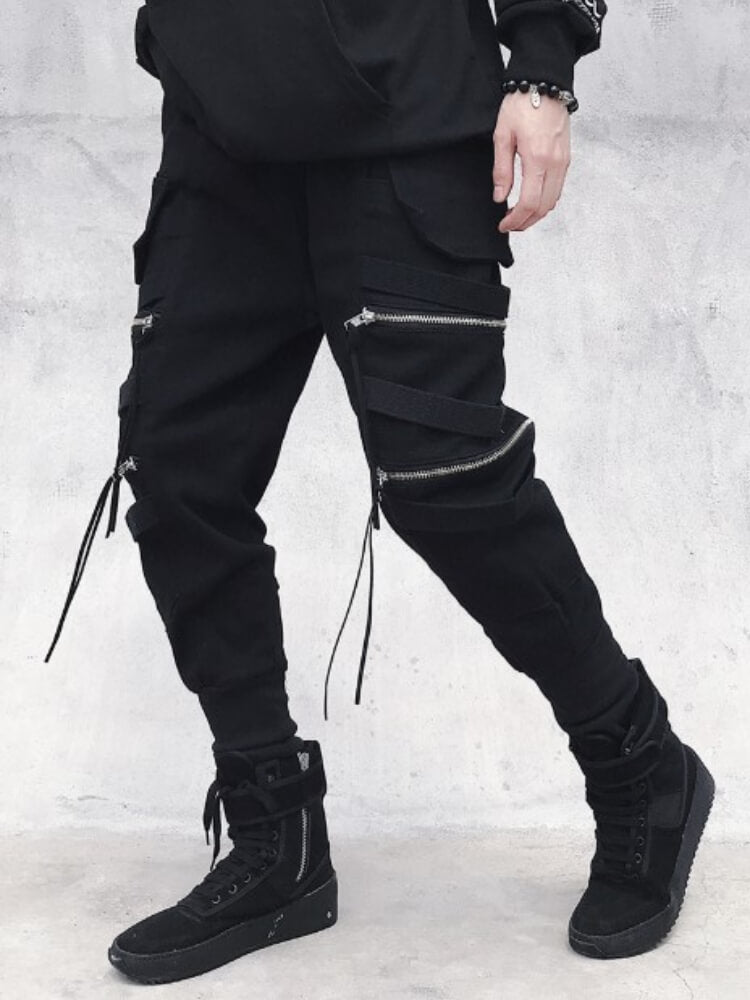 Spectre8 Black Cargo Pants for mens korean streetwear joggers - fashionupstore1