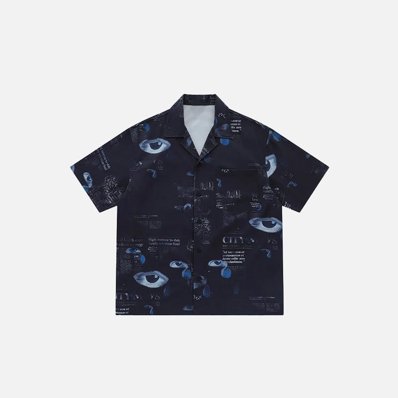 Y2K Eye Print Loose Shirt - fashionupstore1