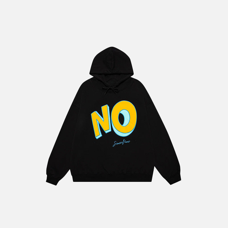 "No" Letter Print Loose Hoodie - fashionupstore1