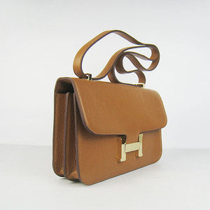 Hermes calf Leather Message Bag H020 light coffee golden - fashionupstore1