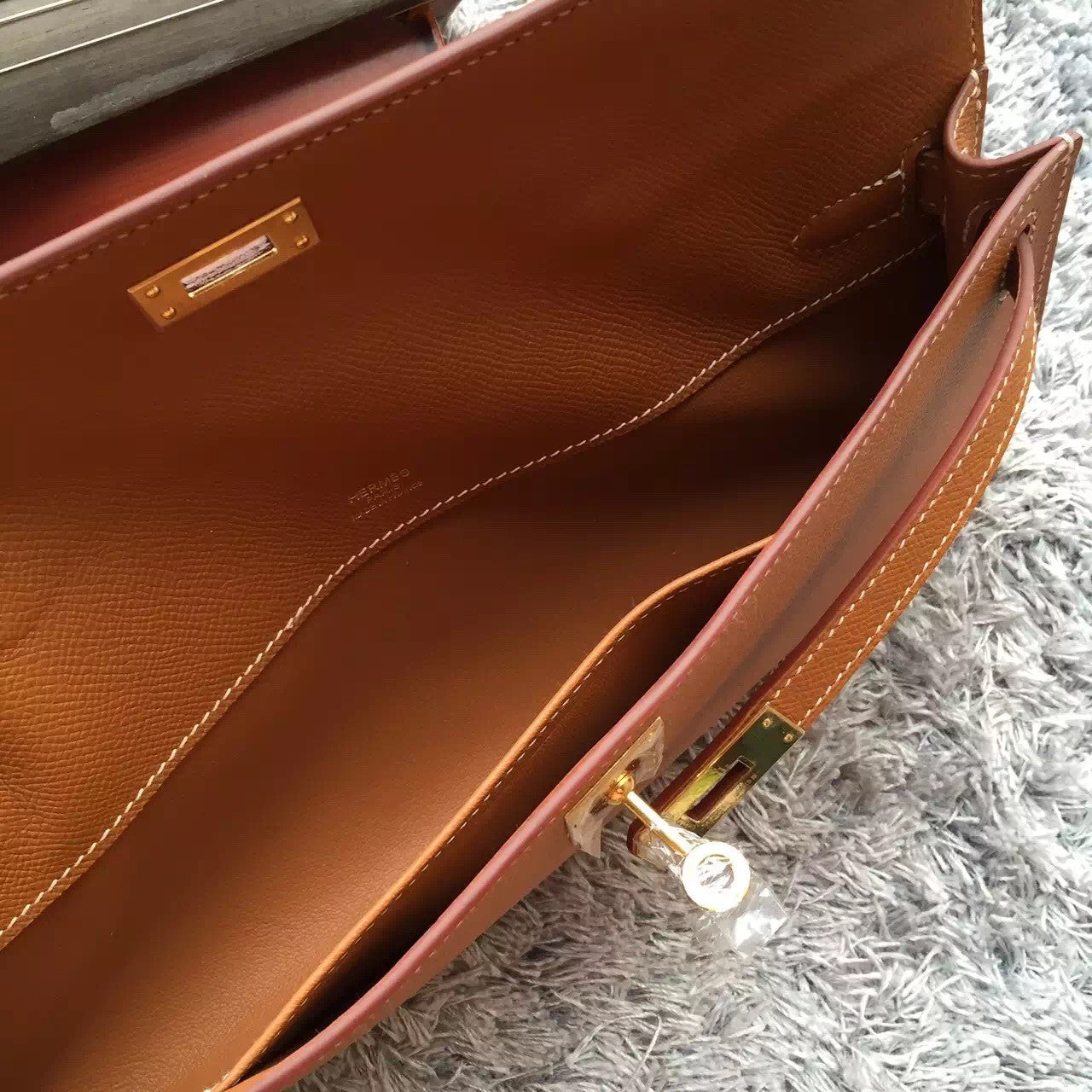 Hermes Brown Handcrafted Kelly Cut Clutch - fashionupstore1