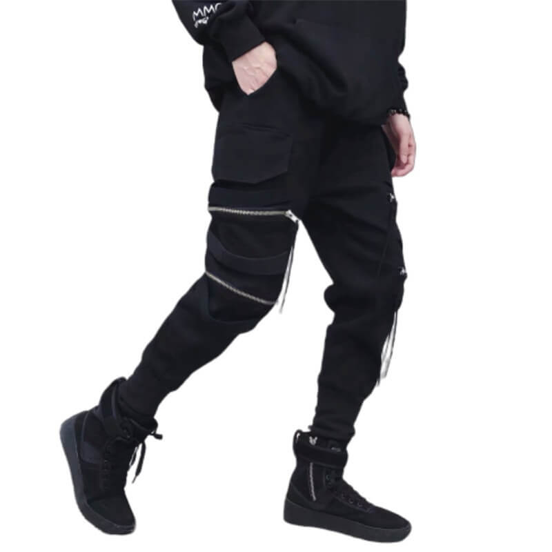 Spectre8 Black Cargo Pants for mens korean streetwear joggers - fashionupstore1