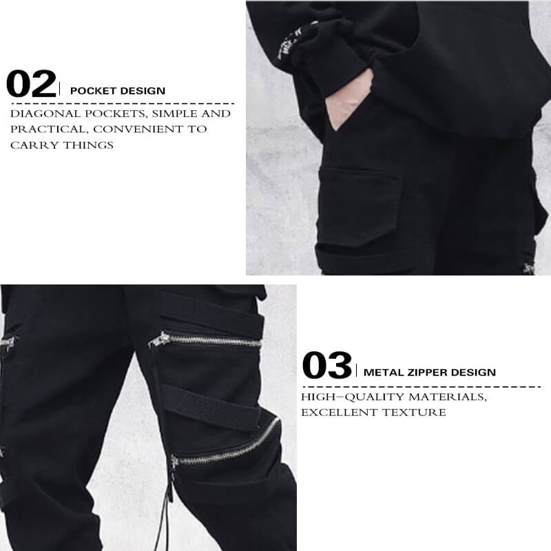 Spectre8 Black Cargo Pants for mens korean streetwear joggers - fashionupstore1