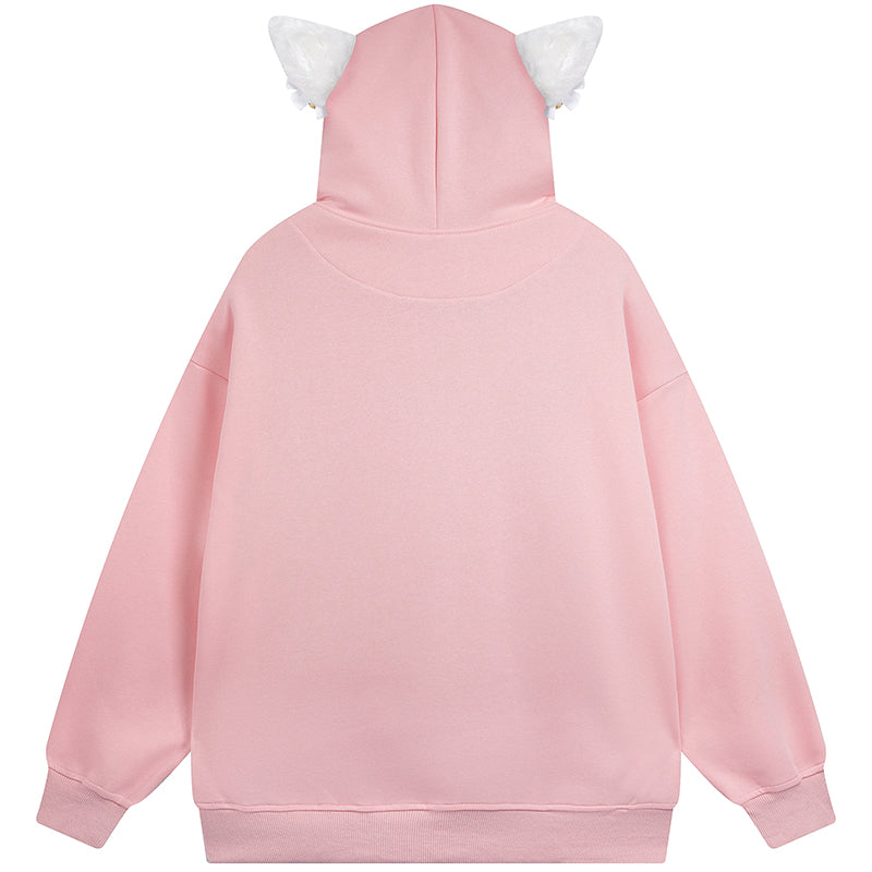 1984 Women Full Zip Hoodie with Cat Ears - fashionupstore1