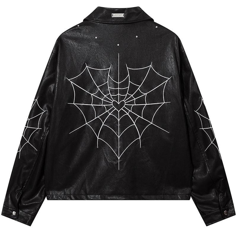 1984® Gothic Spider Web Leather Jacket - 1984brand