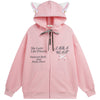 1984 Women Full Zip Hoodie with Cat Ears - fashionupstore1