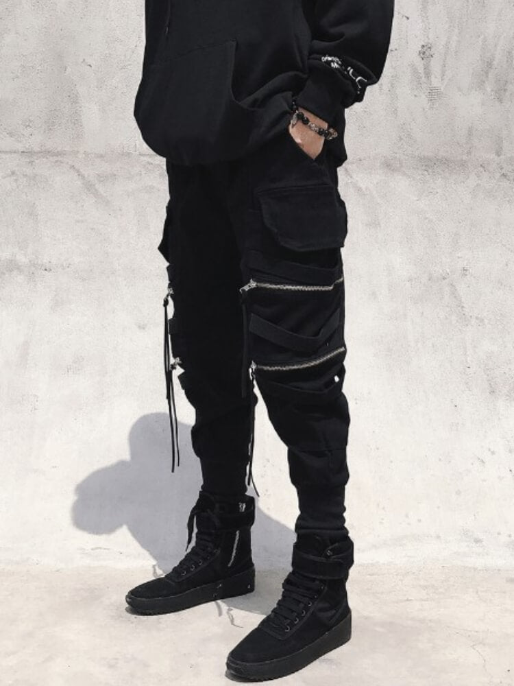 Spectre8 Black Cargo Pants for mens korean streetwear joggers - fashionupstore1