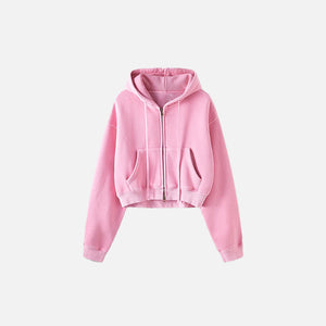 Women's Fleece Zip-up Cropped Hoodie - fashionupstore1