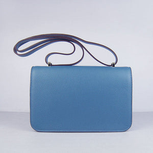 Hermes calf Leather Message Bag H020 blue golden - fashionupstore1