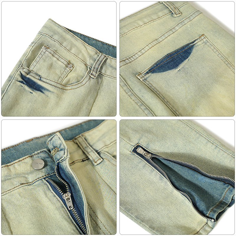 1984 Washed Jeans Zip Cuffs - fashionupstore1