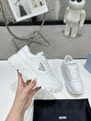 PRD Triangle Logo Leather Sneakers Triple White-046 - fashionupstore1