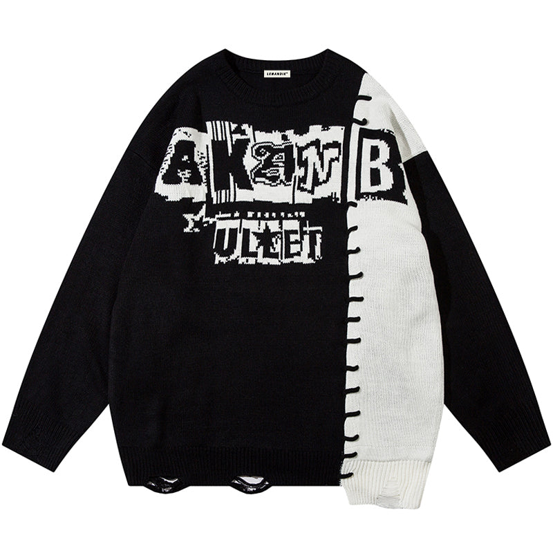 1984® Gothic Letter Color Block Sweater for Men - 1984brand