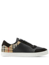 CHECK AND LEATHER SNEAKERS - fashionupstore1