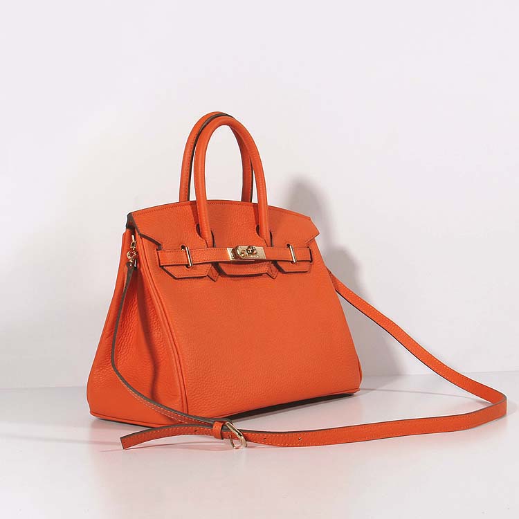 HMS 30cm Birkin Bag Togo Leather with Strap Orange Gold - fashionupstore1