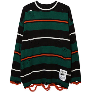 1984® Distressed Striped Pullover Sweater - 1984brand