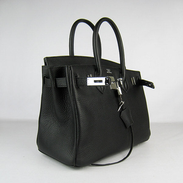 Hermes Birkin 30cm Togo Leather Handbags Black Silver - fashionupstore1